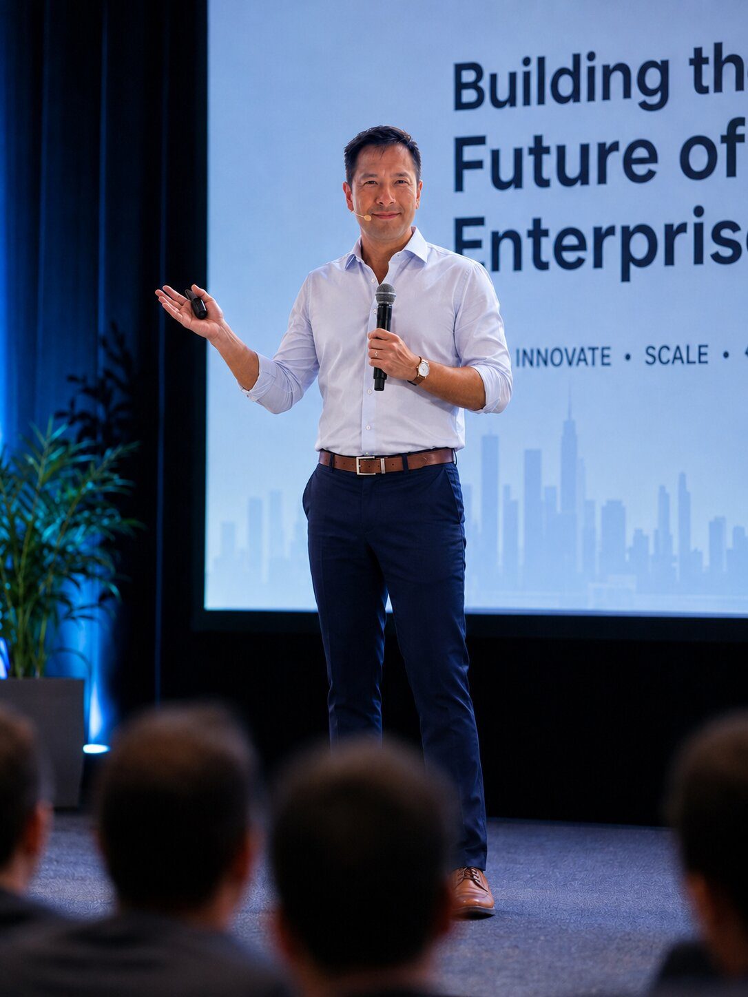 AnhTu Sam speaking on stage